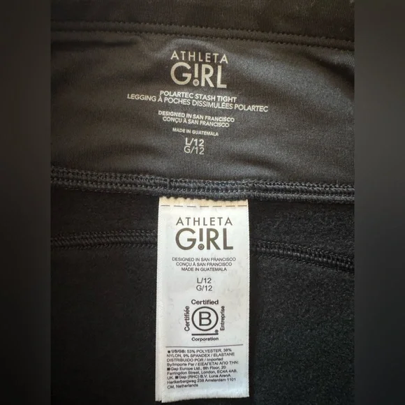 NWT Athleta Girls Polartec Stash Tight in black, size Large / 12. 🖤 - Picture 7 of 9